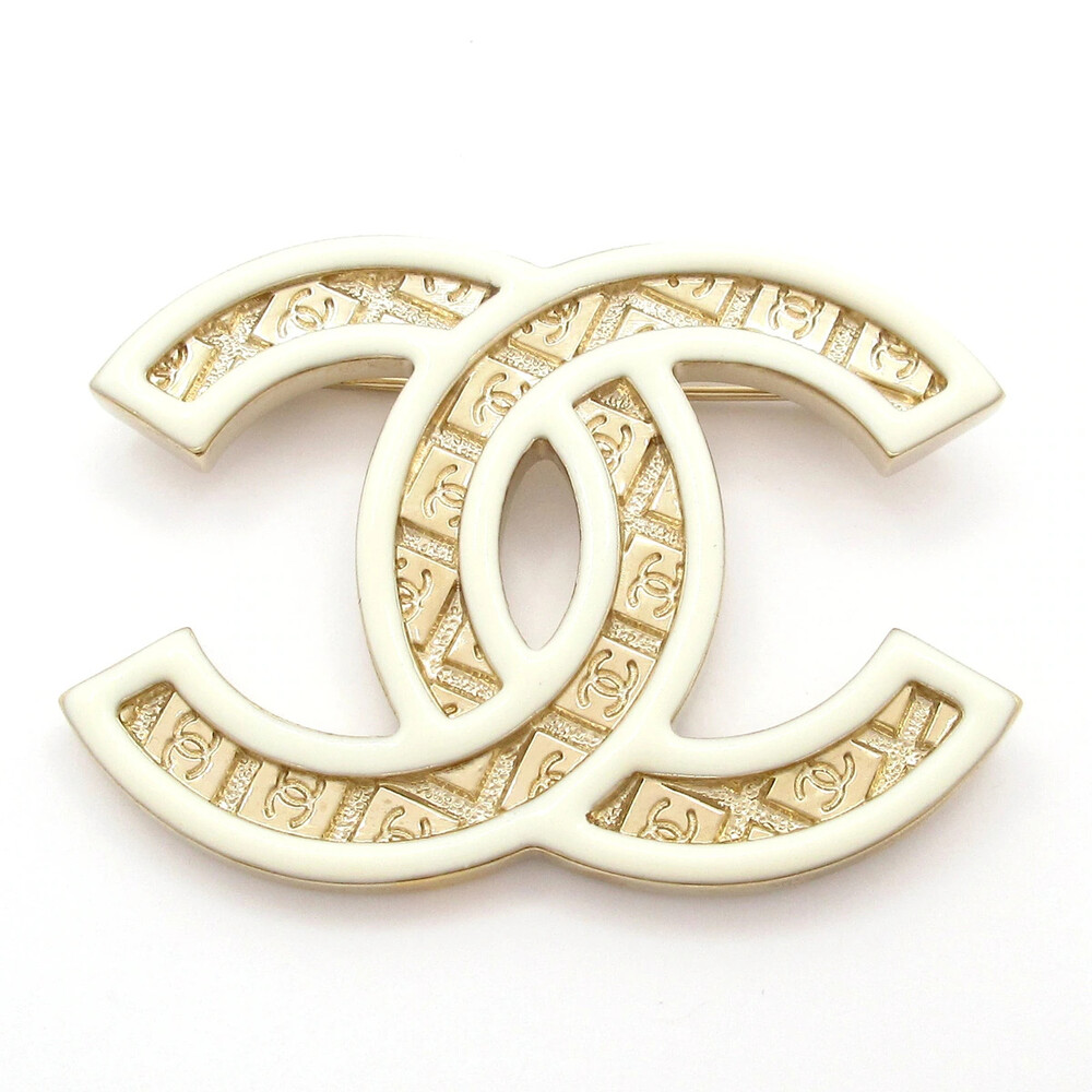 Chanel Coco Gold White Hardware Brooch #366481C12B